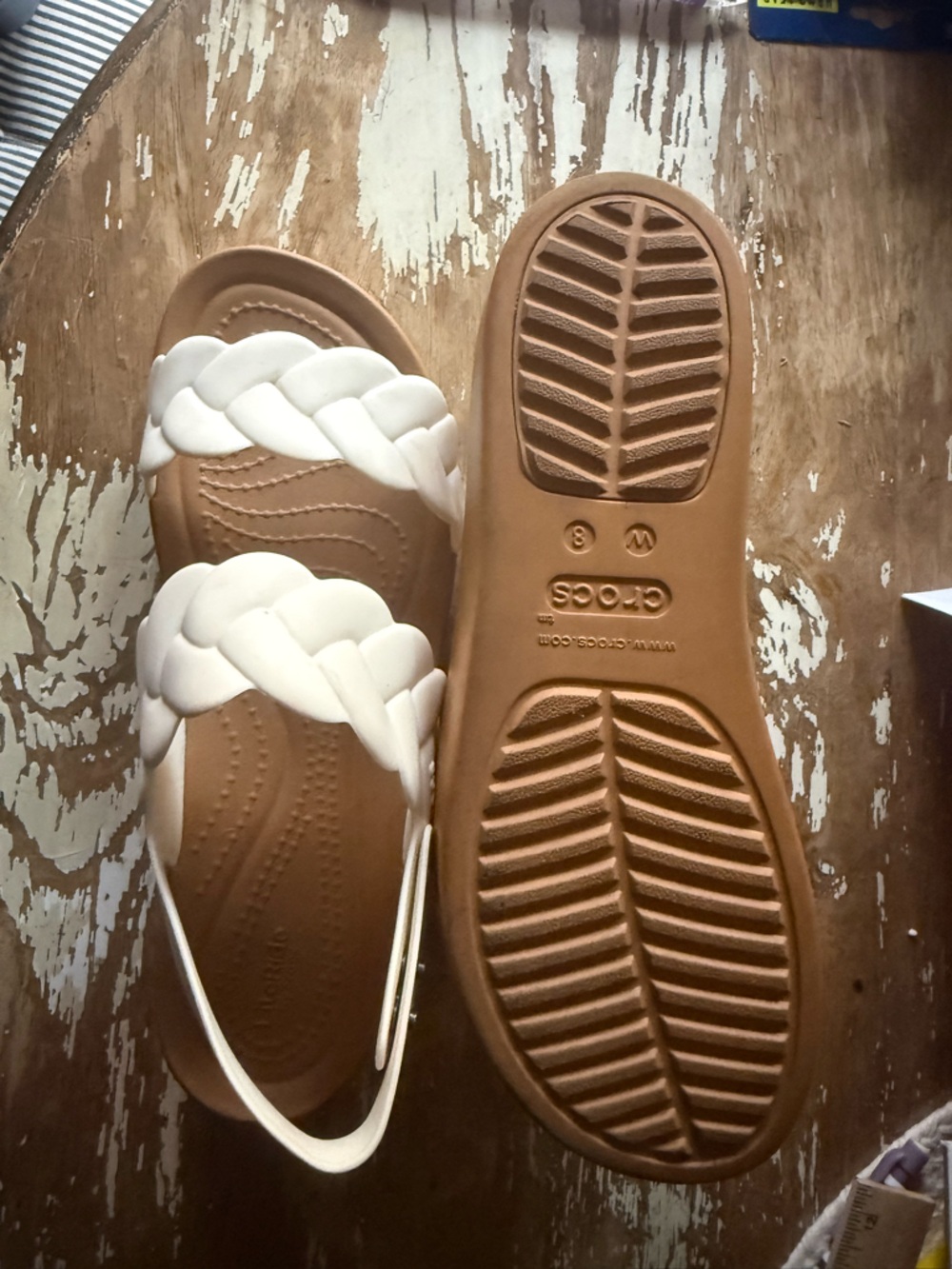 Crocs Women’s White Braided Strap Slingback Sandals - Picture 5 of 7